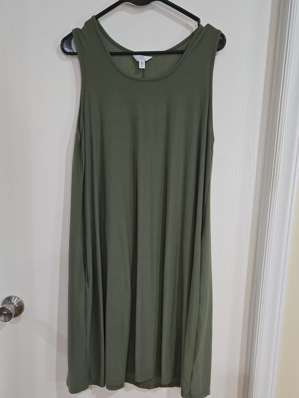 Time and Tru Olive Green Casual Midi Tank Dress